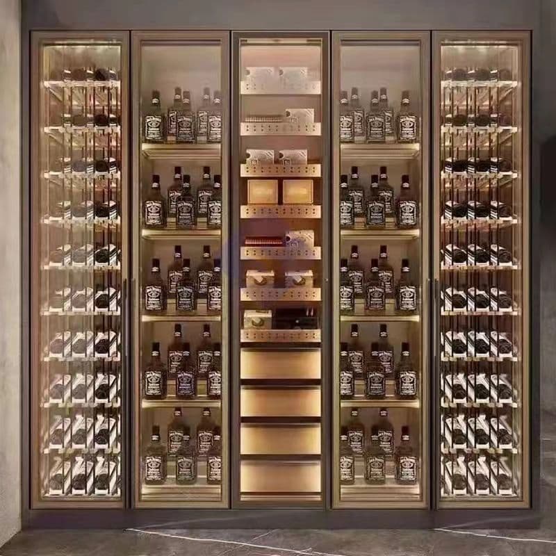 Custom Wine Cabinet Stainless Steel Wine Rack for Luxury Bar